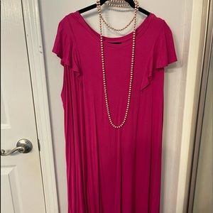 Lane Bryant hot pink rayon and spandex dress